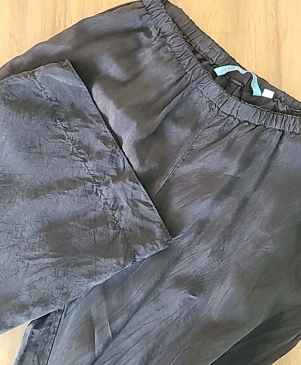 Johnny Was Shimmer Crinkle Wide Leg Pants Black M